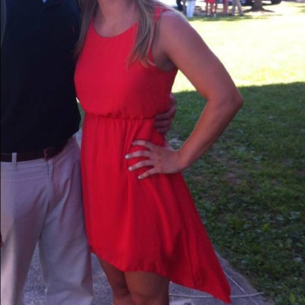 Red low high dress